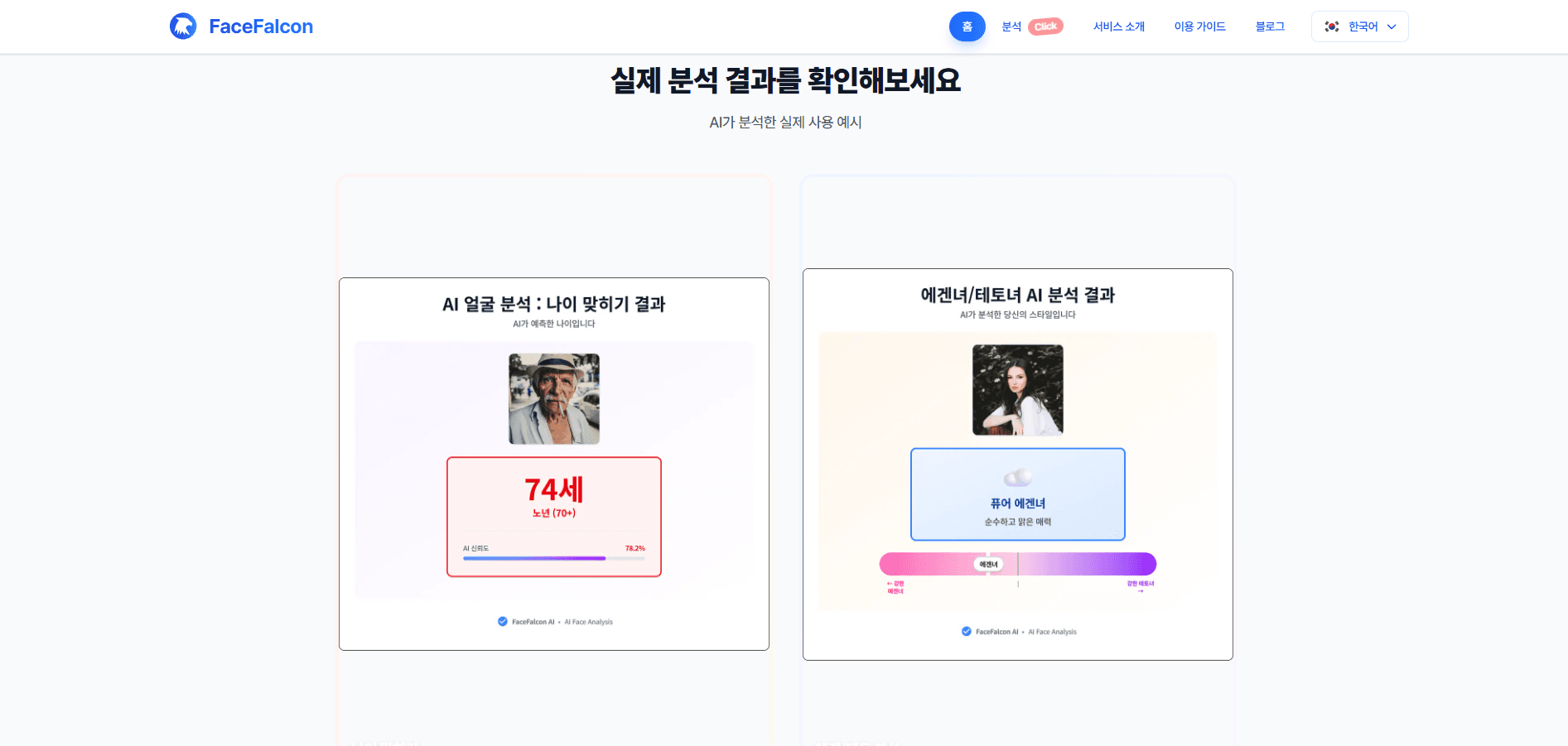 FaceFalcon - AI 얼굴분석 서비스 - AI 기반 얼굴 분석 기술을 활용한 혁신적인 서비스 플랫폼입니다.